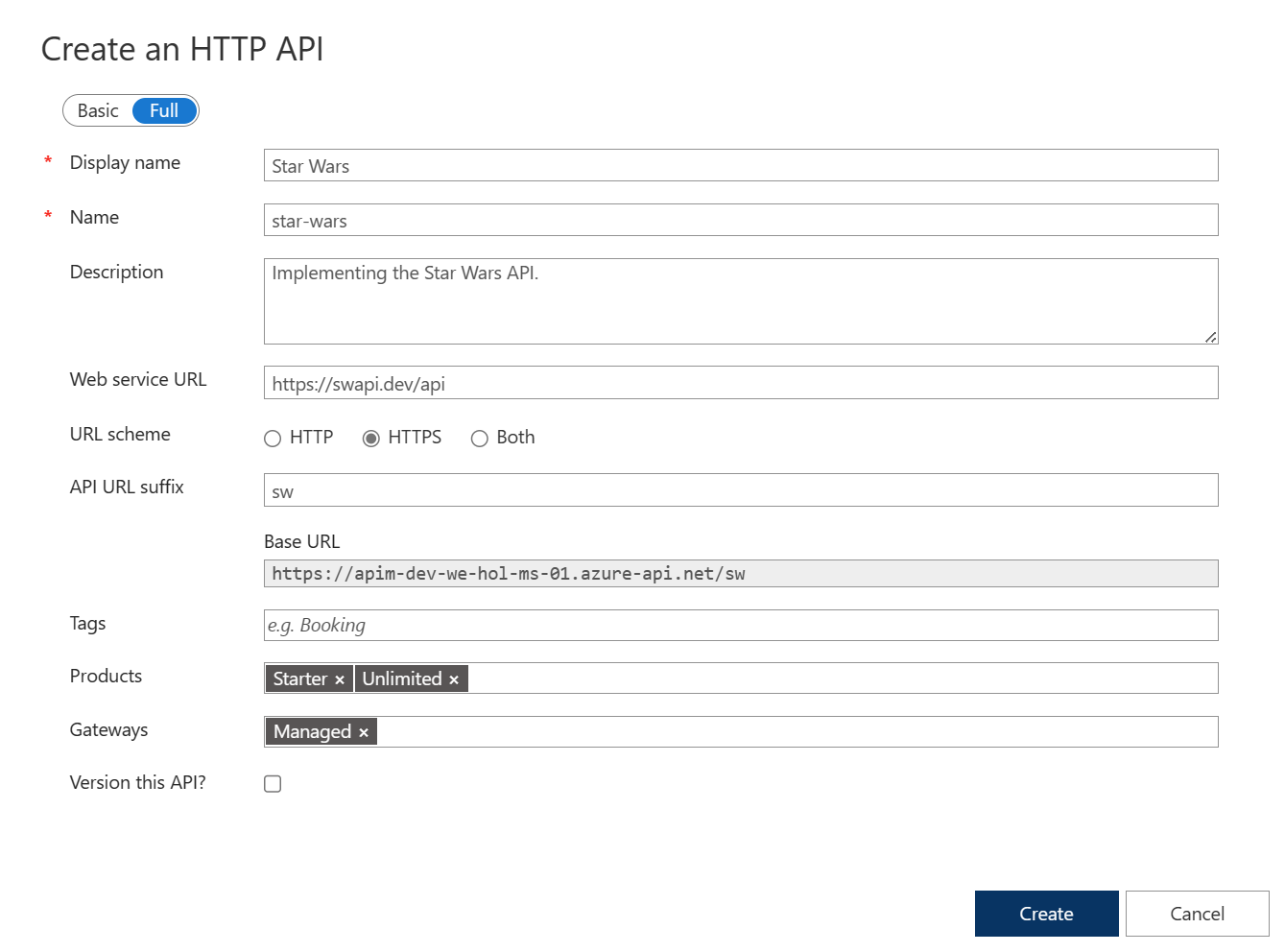 APIM Add Blank API