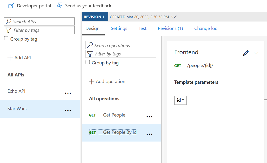 APIM Star Wars API Add Operation