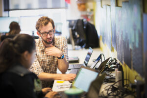 Man looking at computer screen