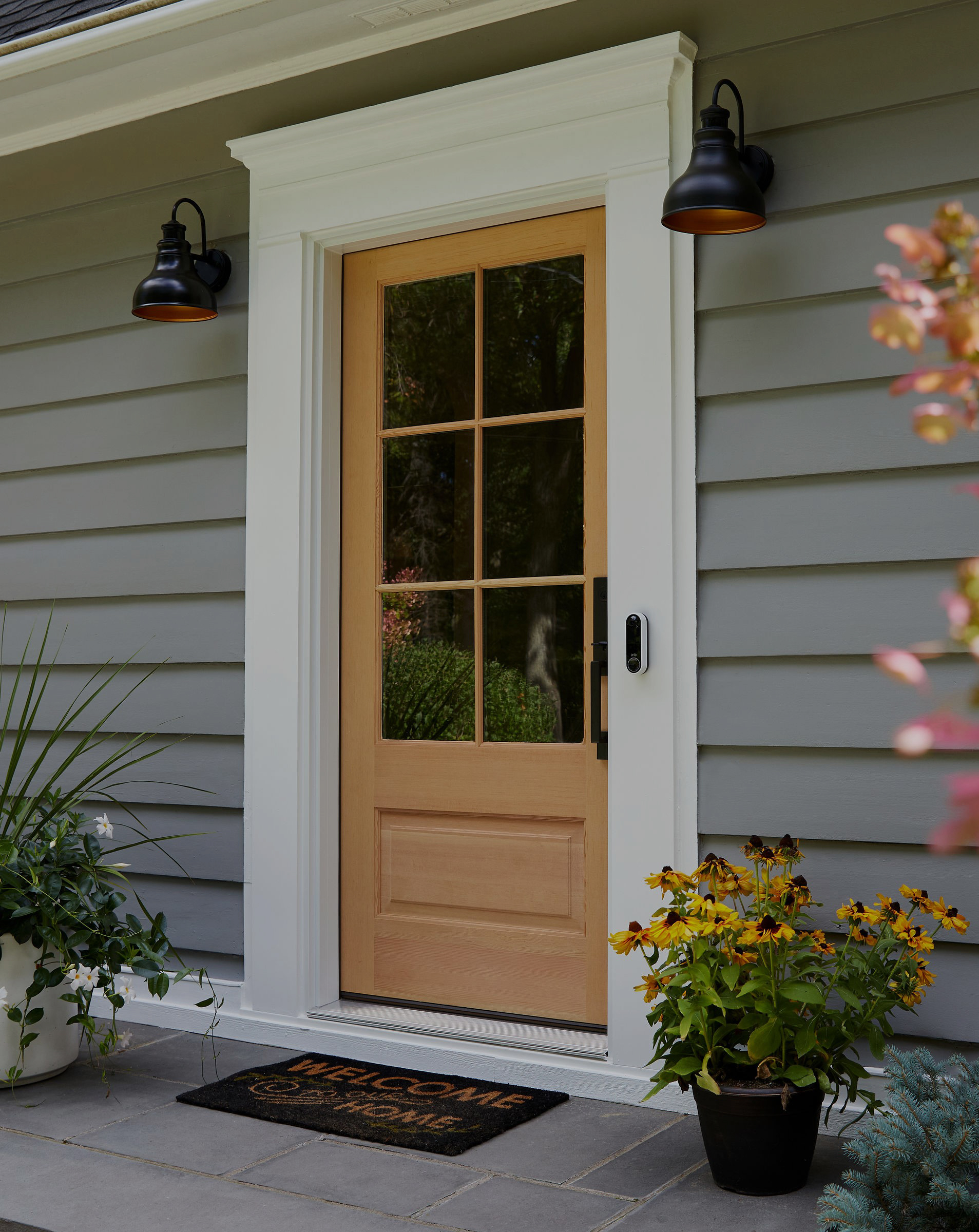 door with Arlo video doorbell