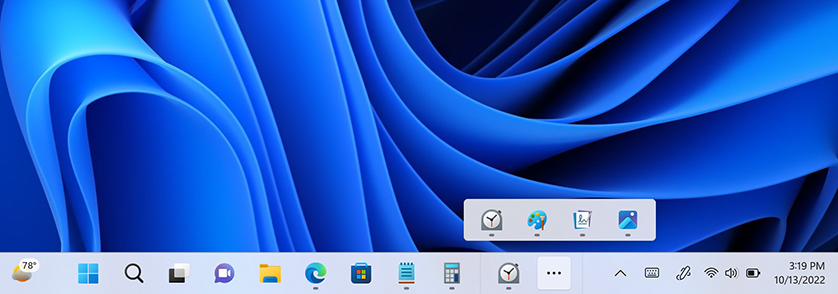 Taskbar Overflow user interface