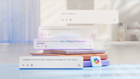 Illustration showing Microsoft Copilot prompts