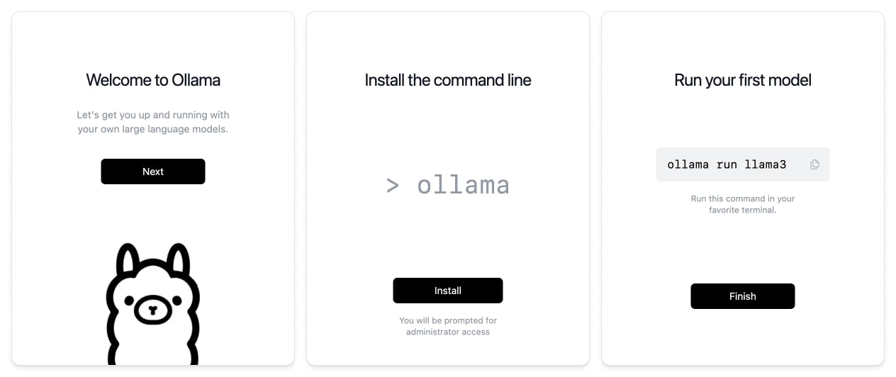 ollama.comのインストール手順のスクリーンショット