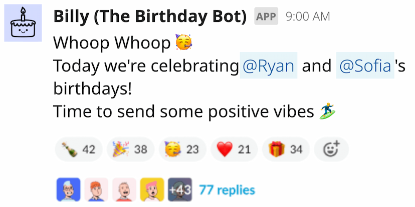 celebrate birthday in Slack