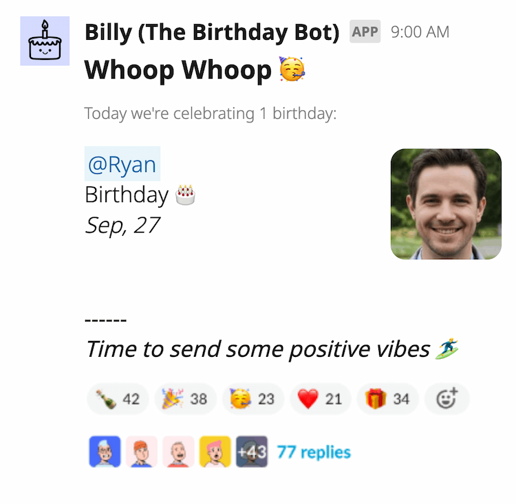 celebrate birthday in Slack