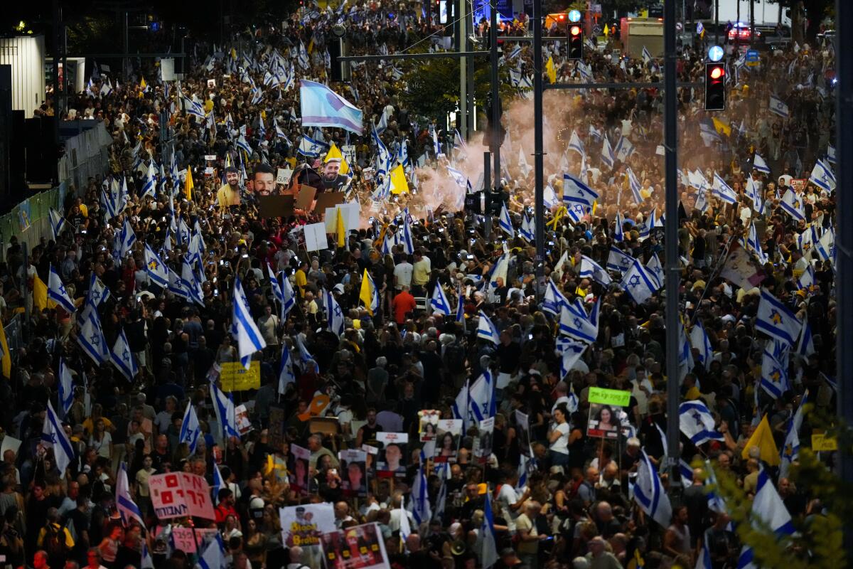 A massive protest in Tel Aviv.