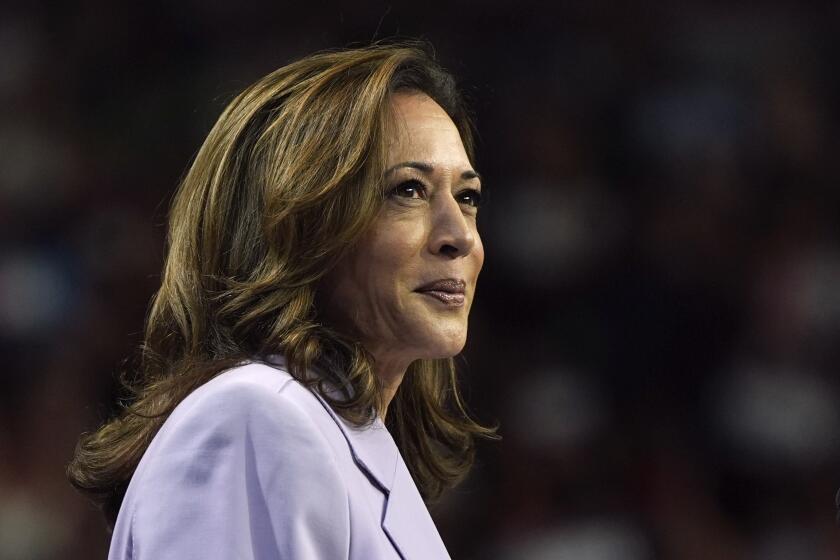 Vice President Kamala Harris speaks at a campaign rally, Saturday, Aug. 10, 2024, in Las Vegas. 