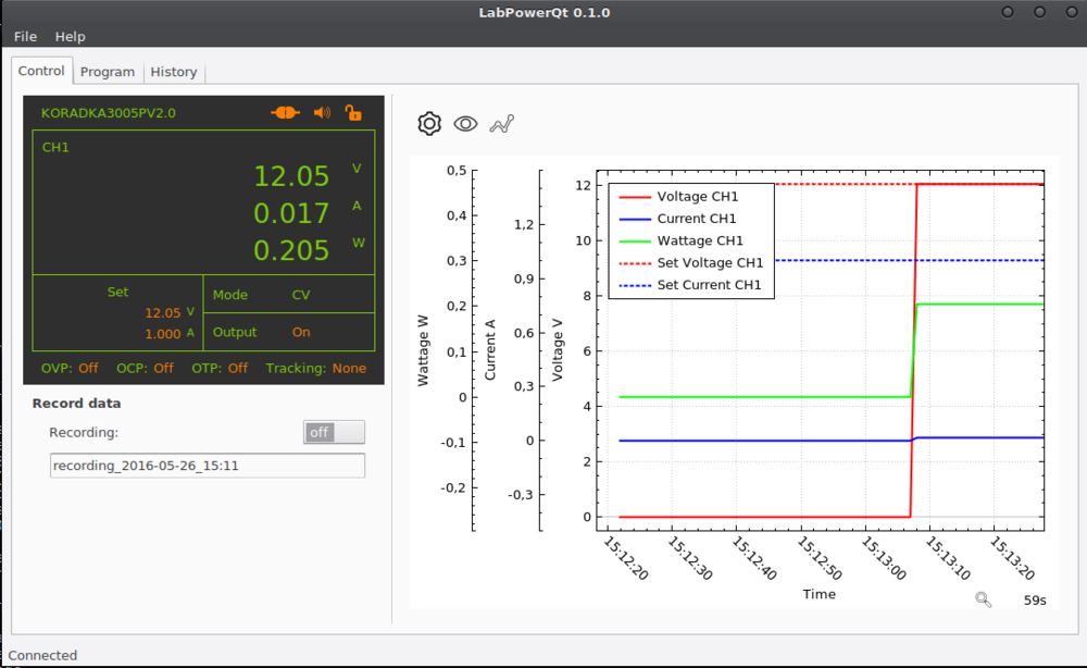 LabPowerQt main screen