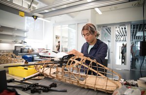 student working on air ambulance