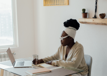 Student studying at home