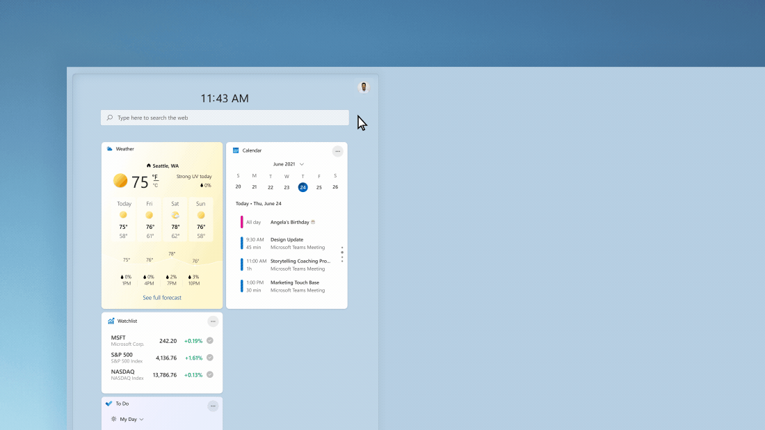 Weather forecast window with customize widget dialog box open