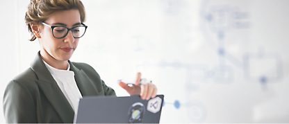 A woman working on her laptop