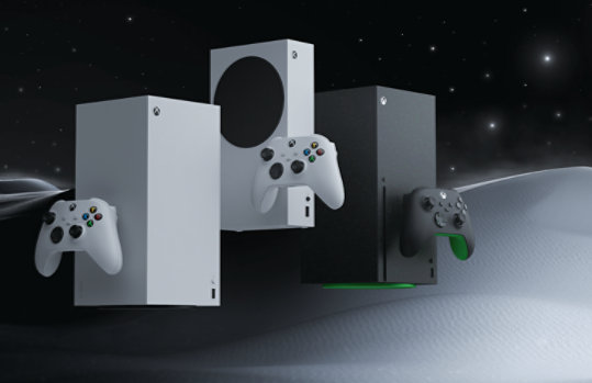 Front angle of three new Xbox consoles