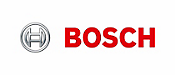 bosch 徽标，左侧圆圈中带有银色样式的“h”，右侧为红色大写字母的公司名称。