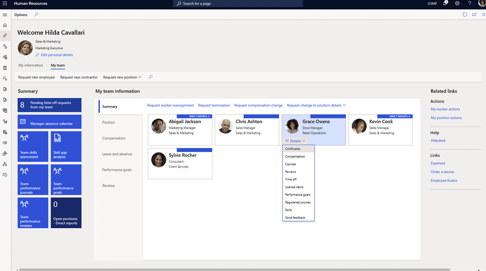 Microsoft Teams interface displaying team information with profiles of five team members