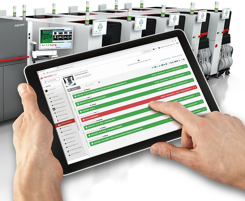 Person using a tablet to monitor and control industrial machinery.