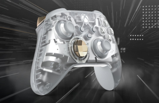 Front right angle of the Xbox Wireless Controller – Ghost Cipher Special Edition.