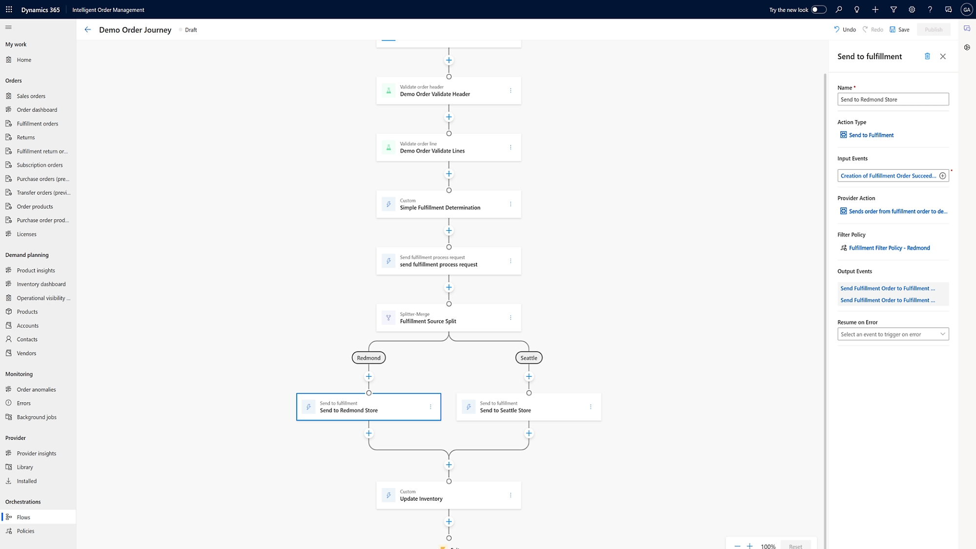 Capture d’écran d’un flux de travail dans Azure.