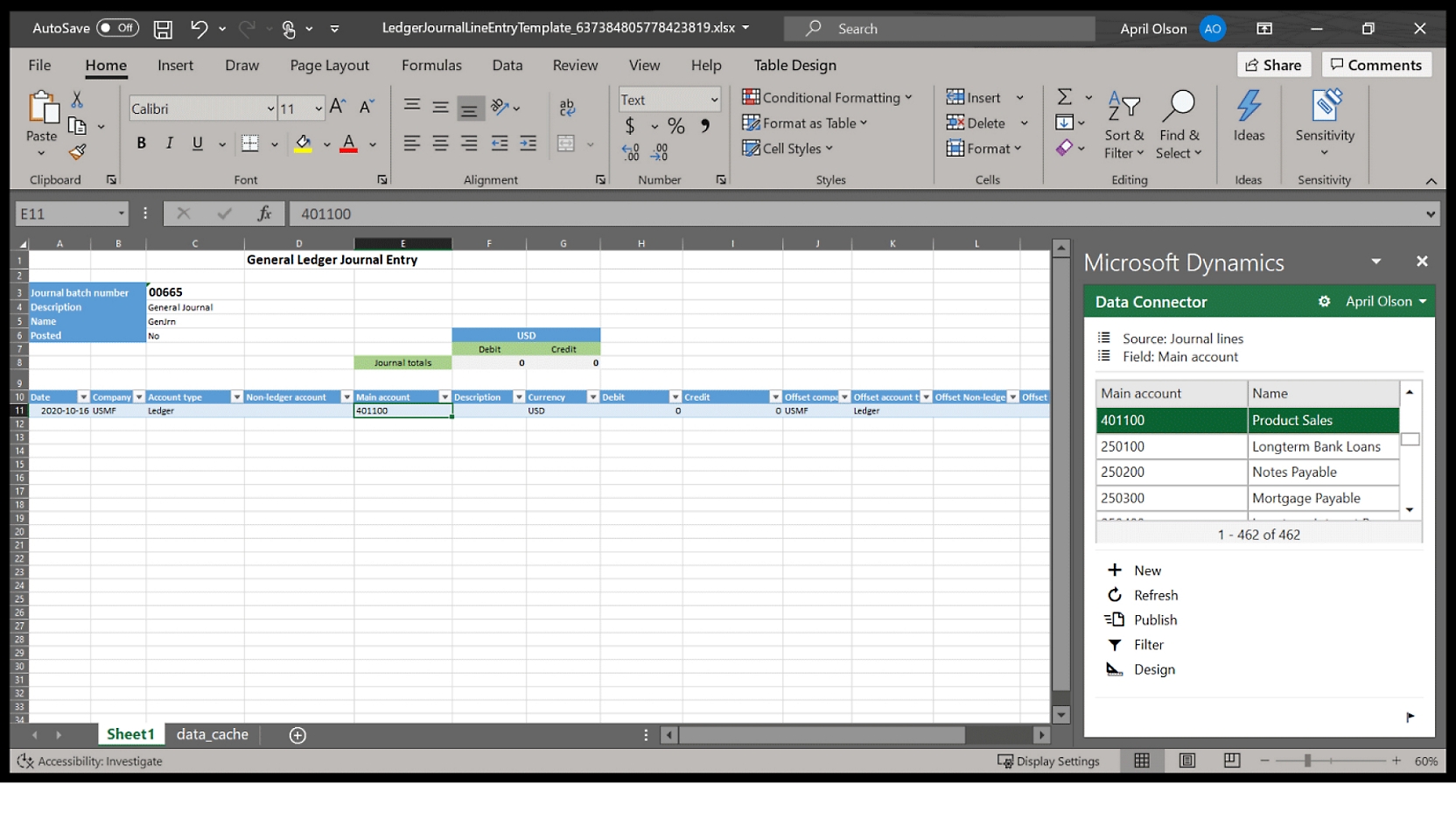 צילום מסך של הגיליון האלקטרוני של Microsoft Excel.
