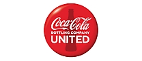 Coca-Cola Bottling Company United logo on a red background.