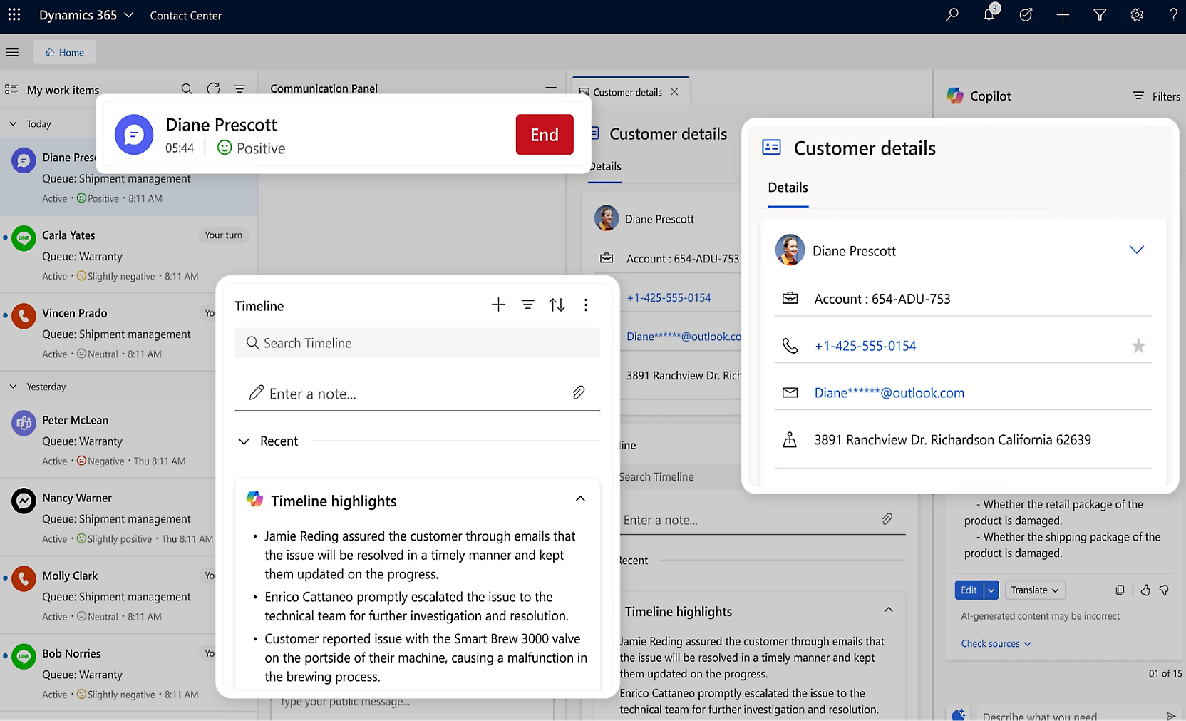 Screenshot of a customer relationship management (CRM) software interface showing customer details