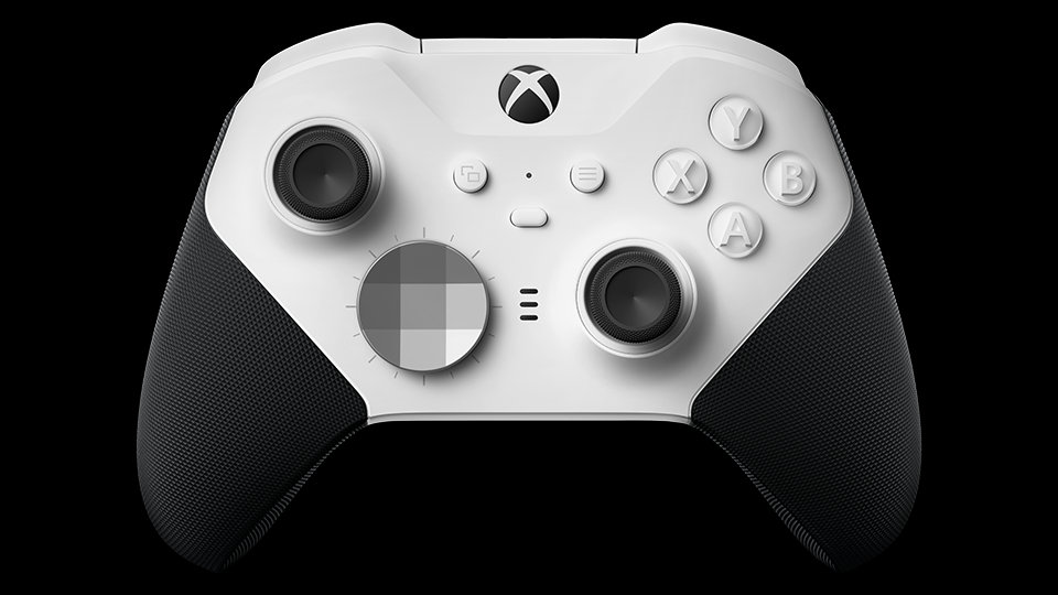 Kontroler bezprzewodowy Xbox Elite Series 2 — Core (biały) widziany z przodu