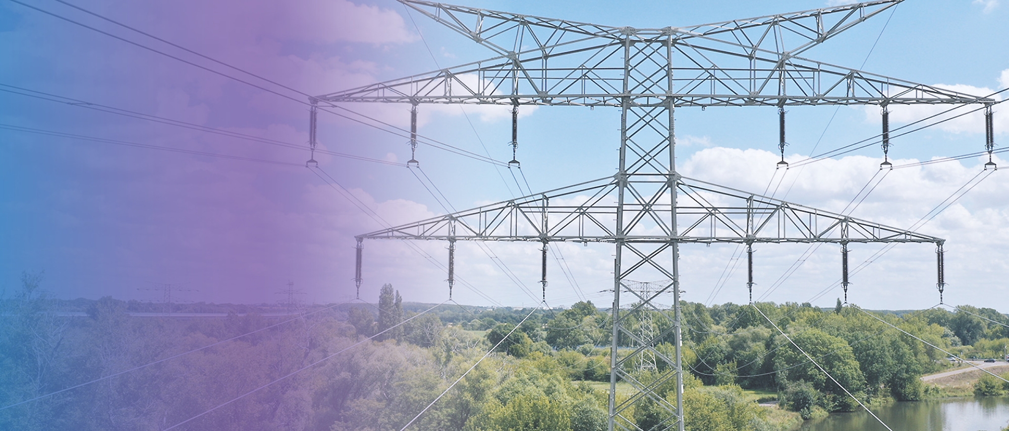 A power lines in a field