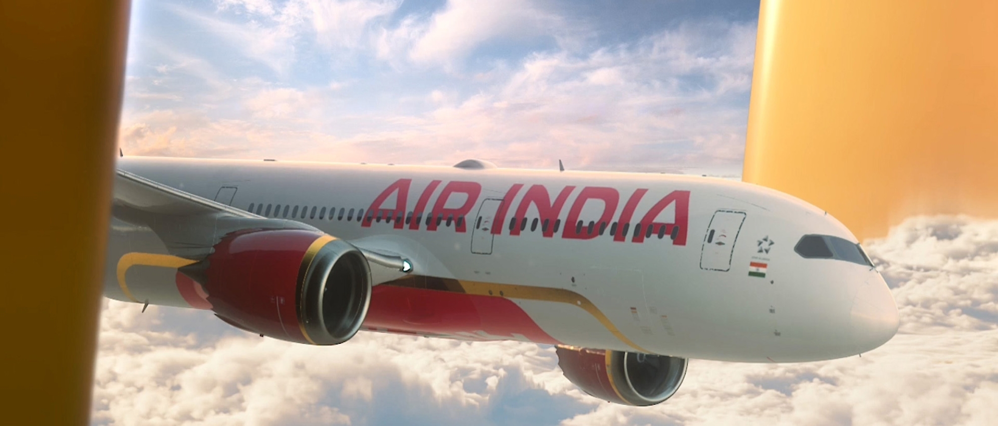 A plane of air india flying in the sky