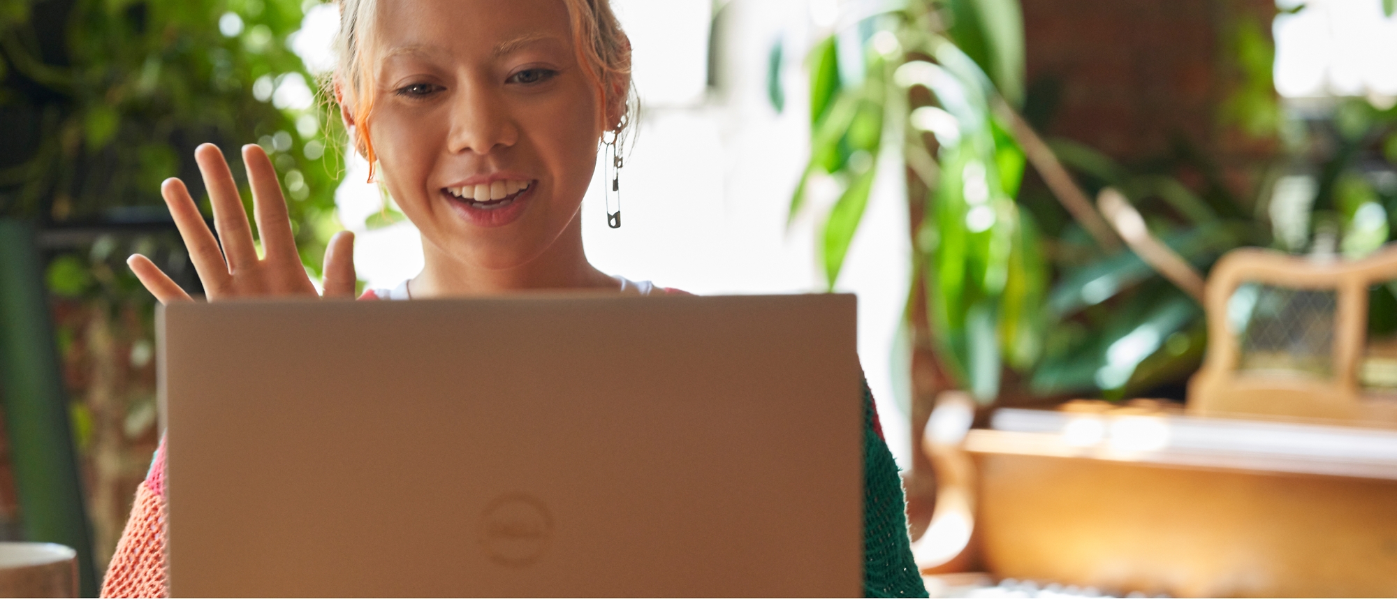 A person looking at a computer.