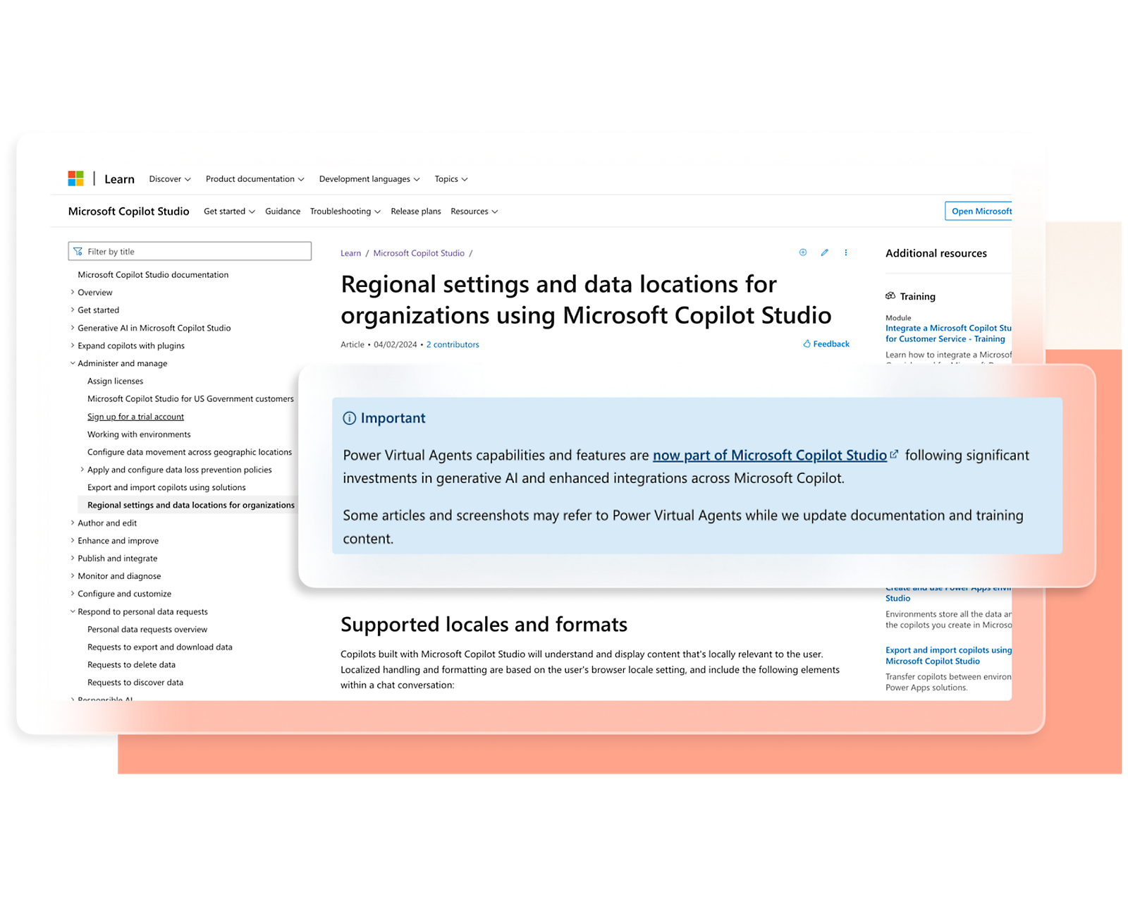 Regional settings and data locations for organizations using Microsoft Copilot Studio documentation and guidance