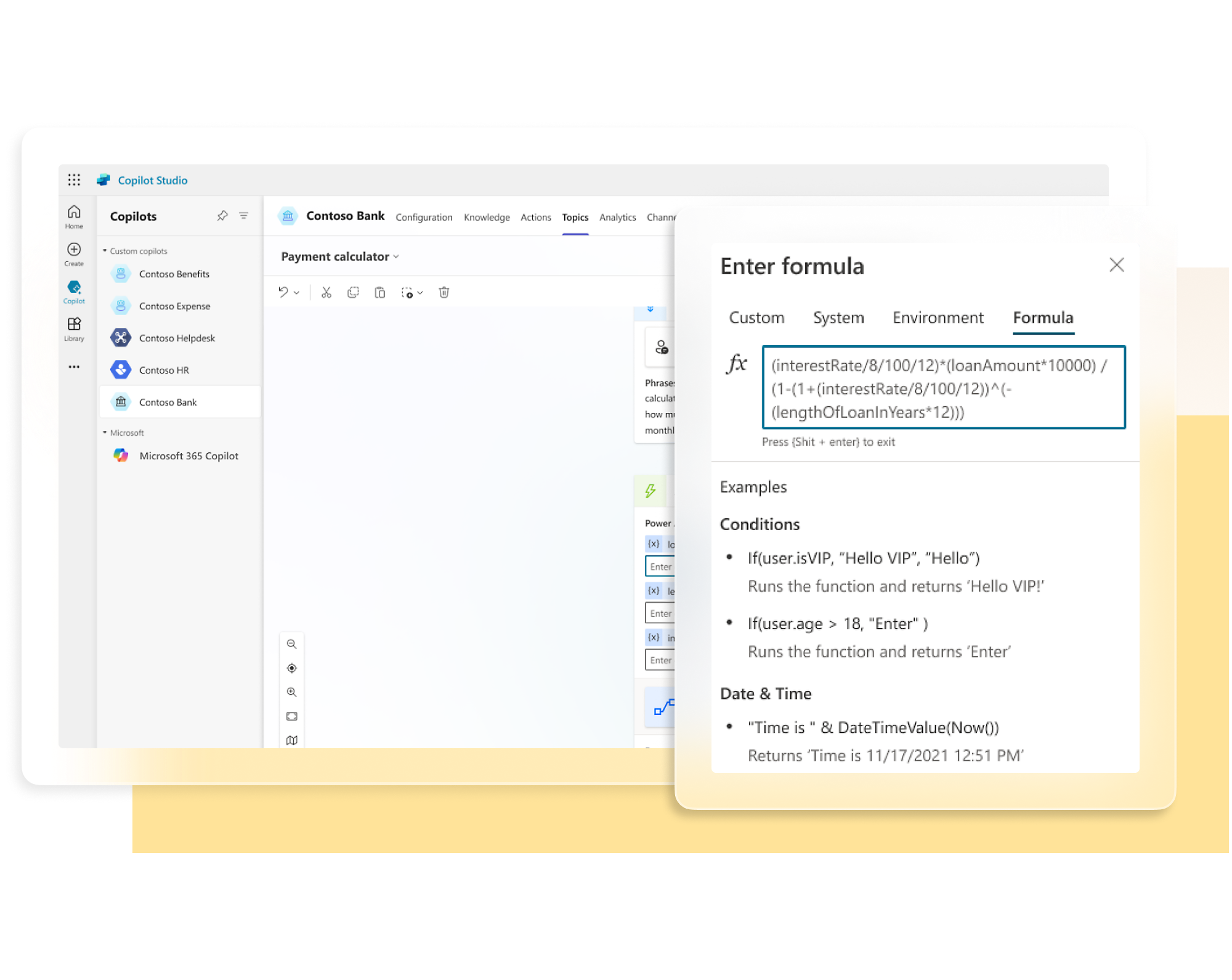 Build your own custom copilot about payment calculator