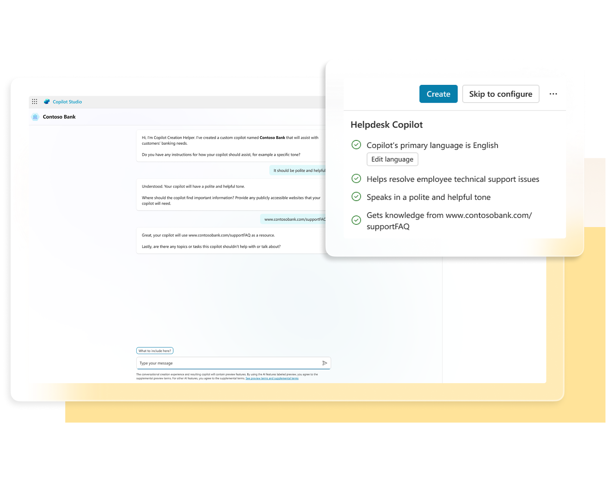 Build your own custom copilot about contoso bank