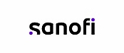 סמל של sanofi, המציג את שם החברה באותיות קטנות בשחור עם נקודות סגולות מעל האותיות i.