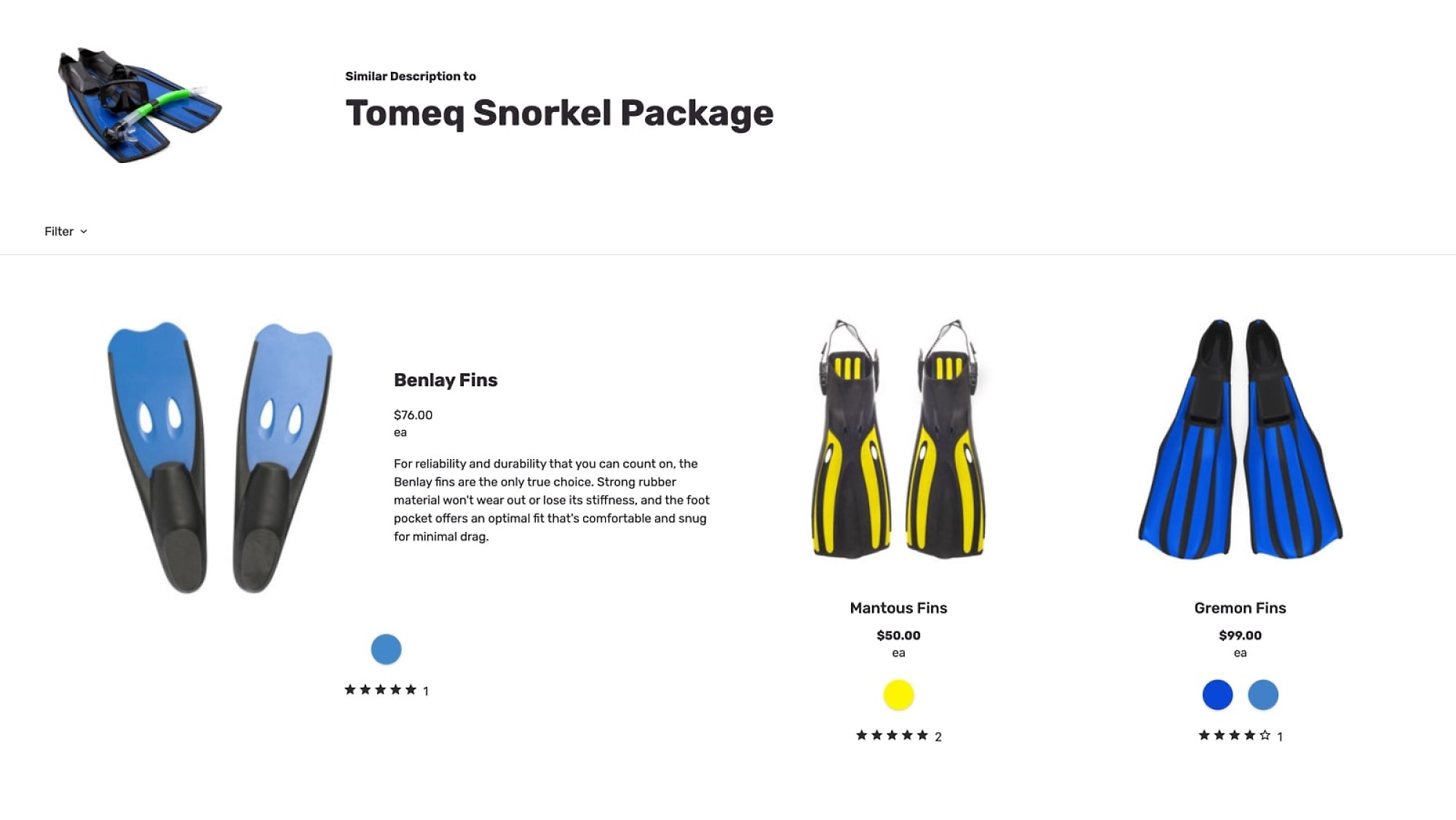 Comparison of Snorkel Gear: Benlay Fins, Mantous Fins, and Gremon Fins.