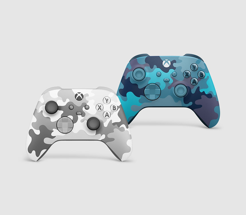 Kontrolery bezprzewodowe Xbox w różnych kolorach.