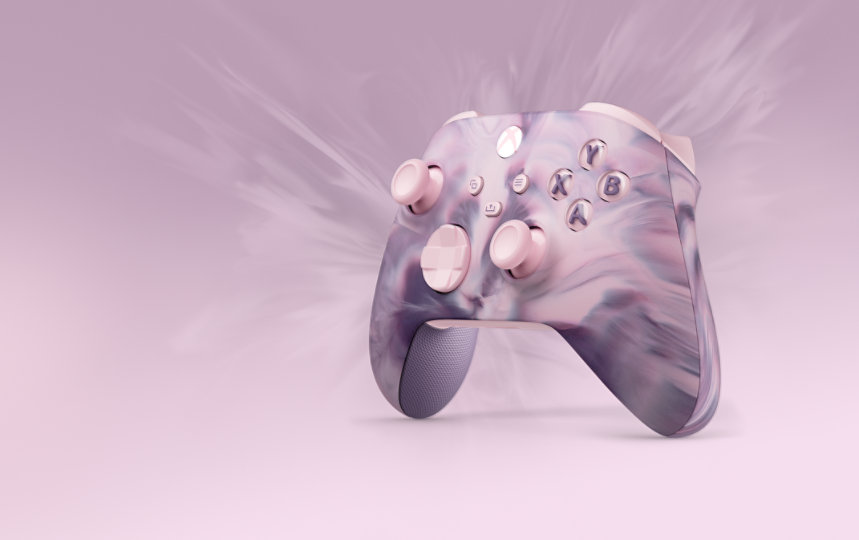 Angle avant droit de la manette sans fil Xbox – Édition spéciale Dream Vapor.