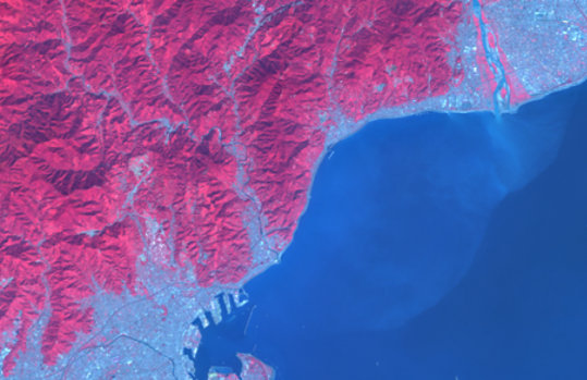 Satellite view of a portion of Western Europe taken with the ASTER instrument which provides information about land surface temperature, color, elevation, and mineral composition.