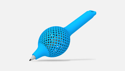 Shapeways から提供されるひし形の 3D プリント ペン グリップのクローズアップ。 