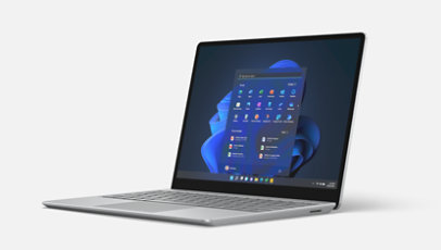 Vista en ángulo de Surface Laptop Go 2 para empresas.