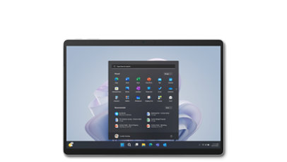 A platinum Surface Pro 9 tablet.