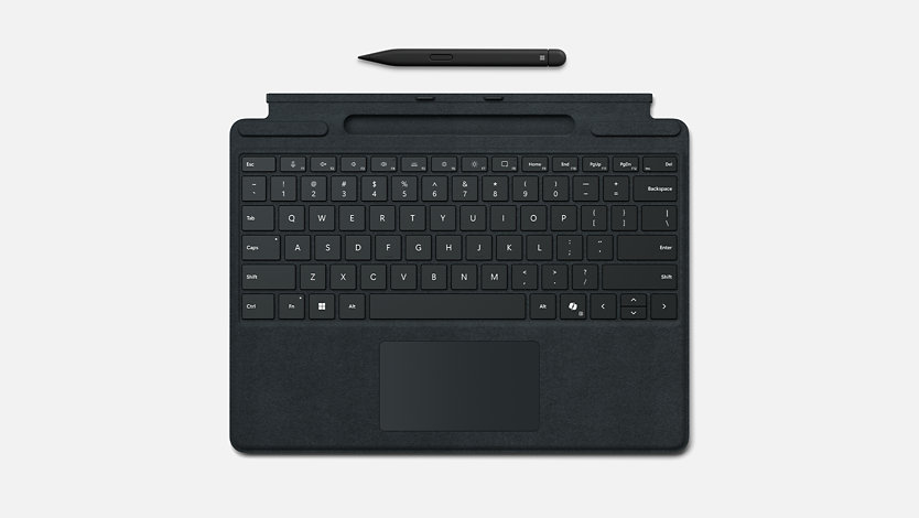 A Surface Pro Keyboard with Slim Pen for Business. 