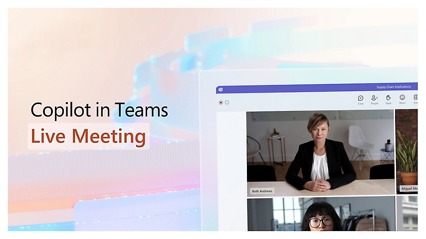 „Teams Live Meeting“ „Copilot“ ekrano kopija
