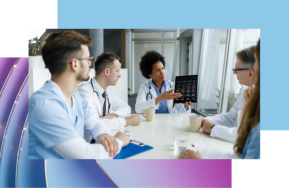 A group of doctors discussing on a topic