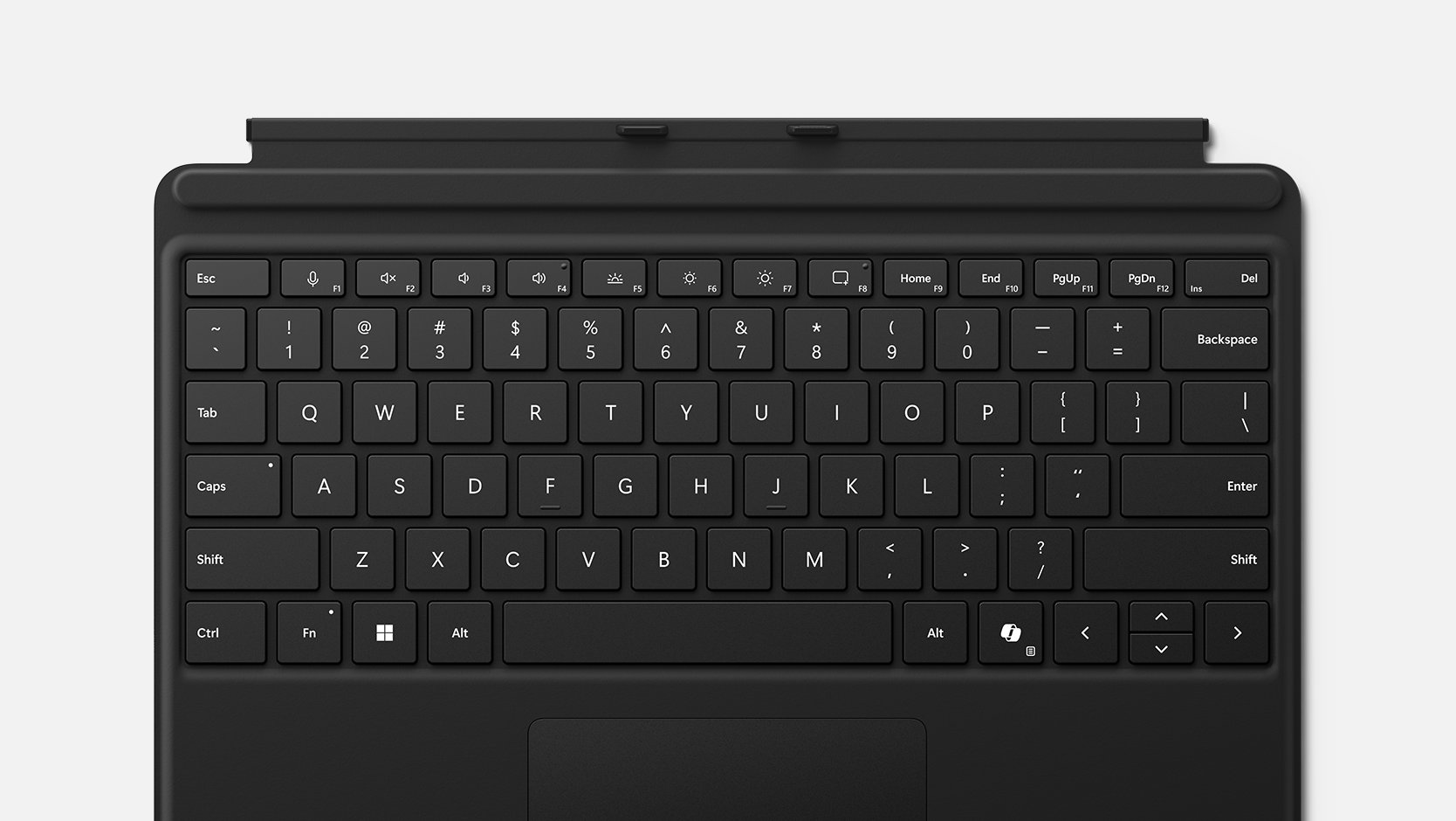 A top-down view of a Surface Pro Keyboard.