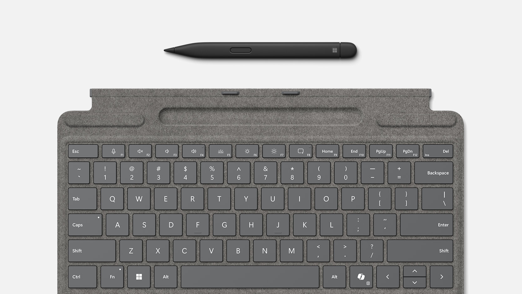 Vista aérea de un Teclado para Surface Pro con Slim Pen.