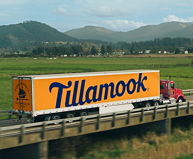 A truck driving over a bridge.