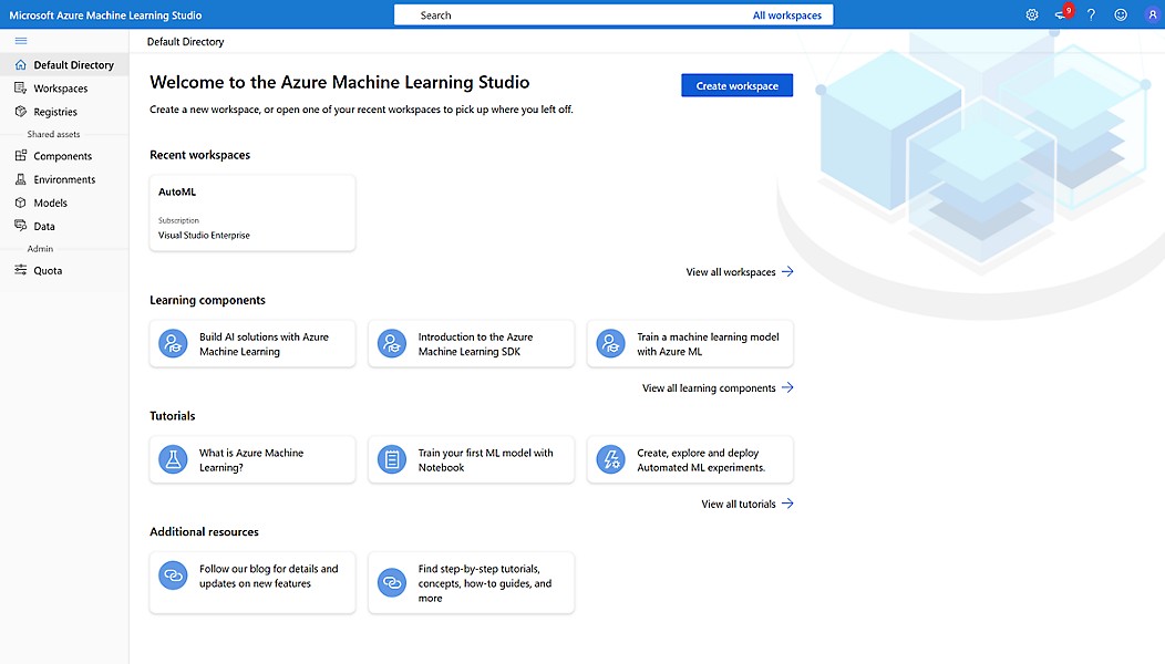 Каталог по умолчанию в Студии машинного обучения Azure