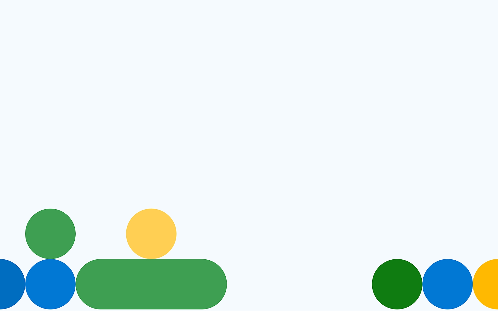 Abstrakte Grafik mit einer Gruppe farbiger Kreise und Ovale auf weißem Hintergrund,