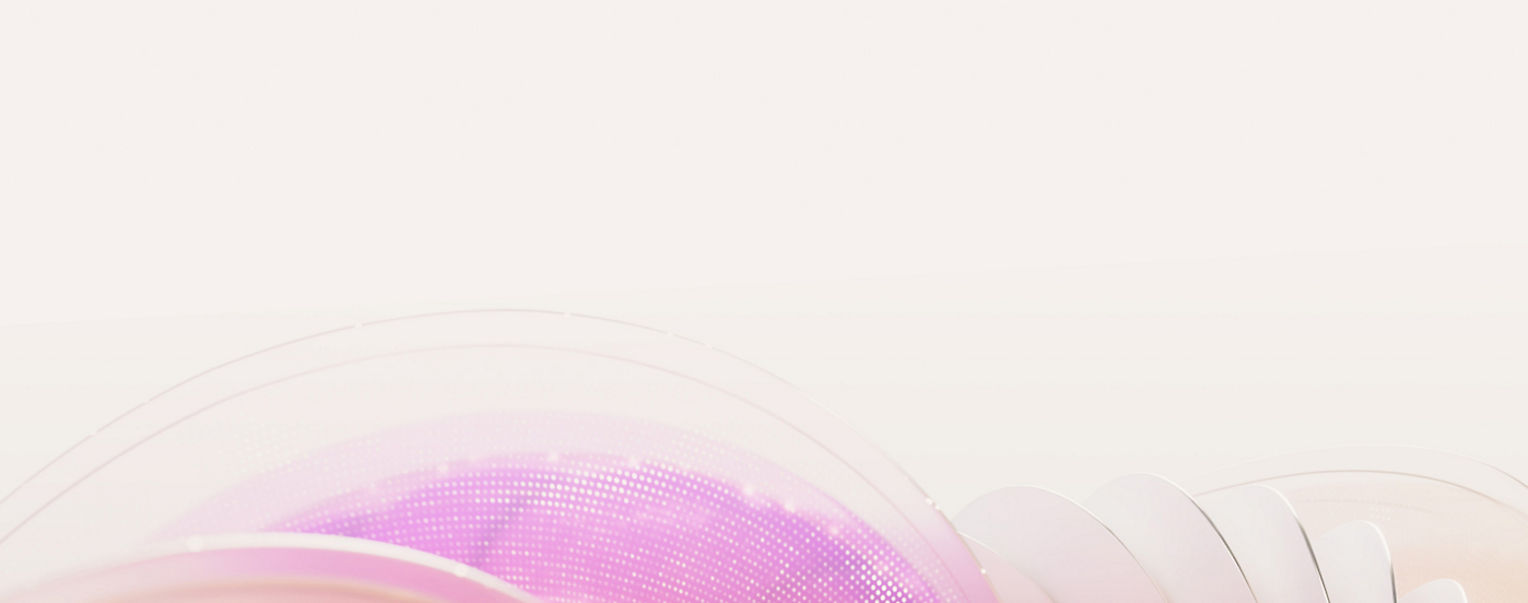 Abstract pastel background with soft pink curves and a glowing purple mesh pattern on the left side.