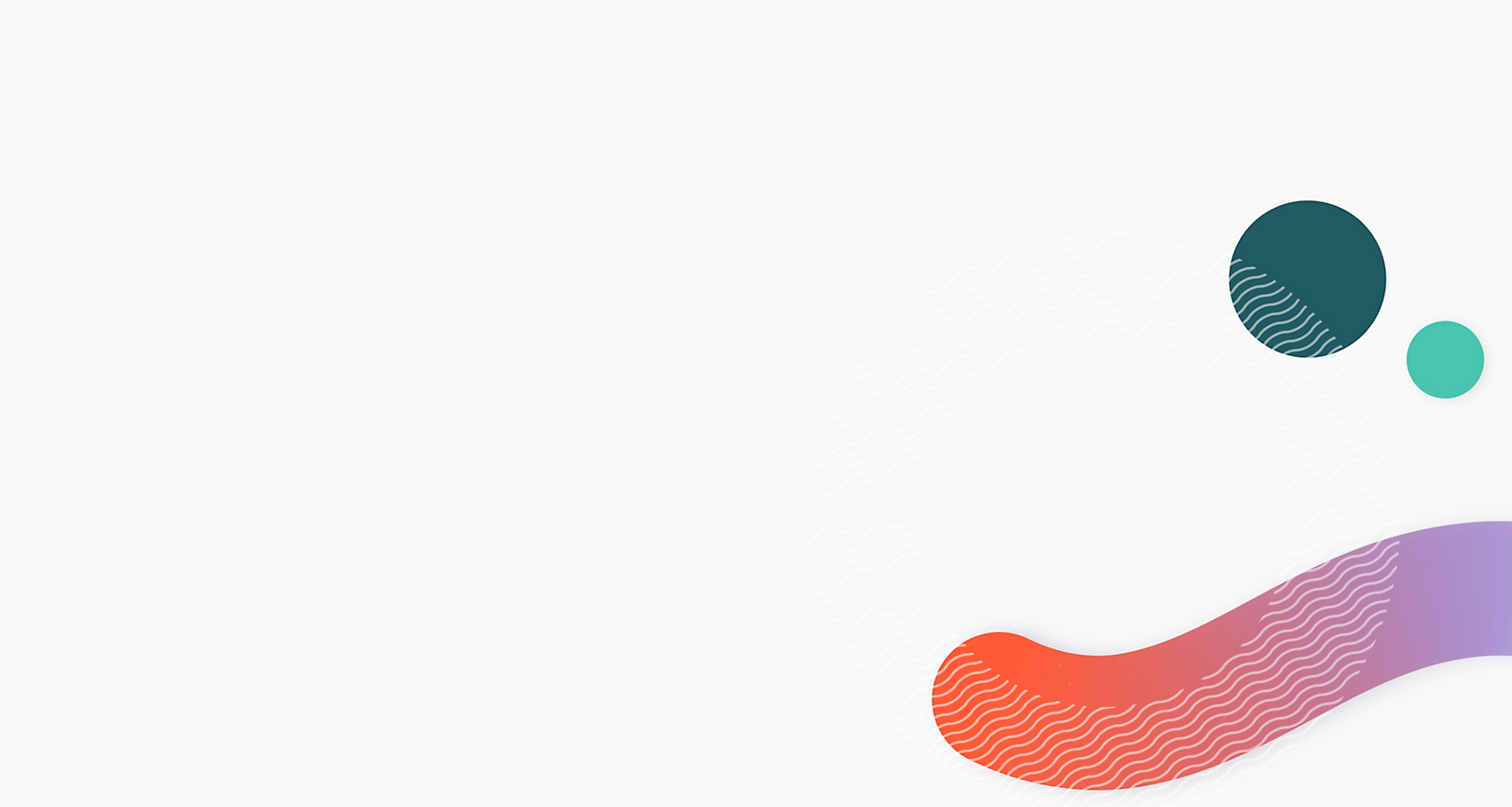 Abstract design with a white background, featuring a purple and orange curved shape at the bottom right